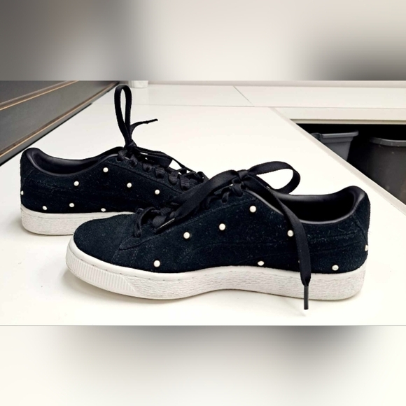 PUMA SUEDE PEARL STUDS WN SPuma Black-Puma Team Gold Sz 8.5 - Picture 8 of 8